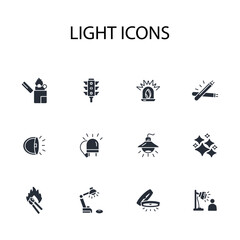 Light icon set.vector.Editable stroke.linear style sign for use web design,logo.Symbol illustration.