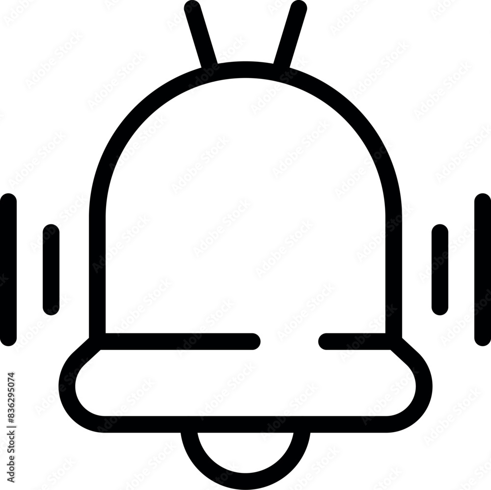 Poster minimalistic black line alert notification bell icon vector illustration for mobile app interface wi