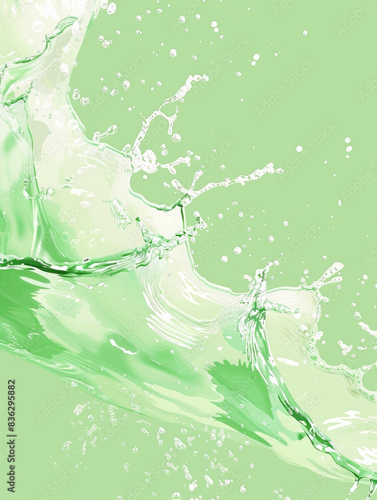 Poster art of splashing water in light green color abstract design background