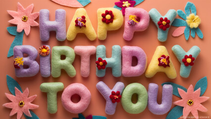 Obraz premium illustration of bright rounded felt letters, Letters form 