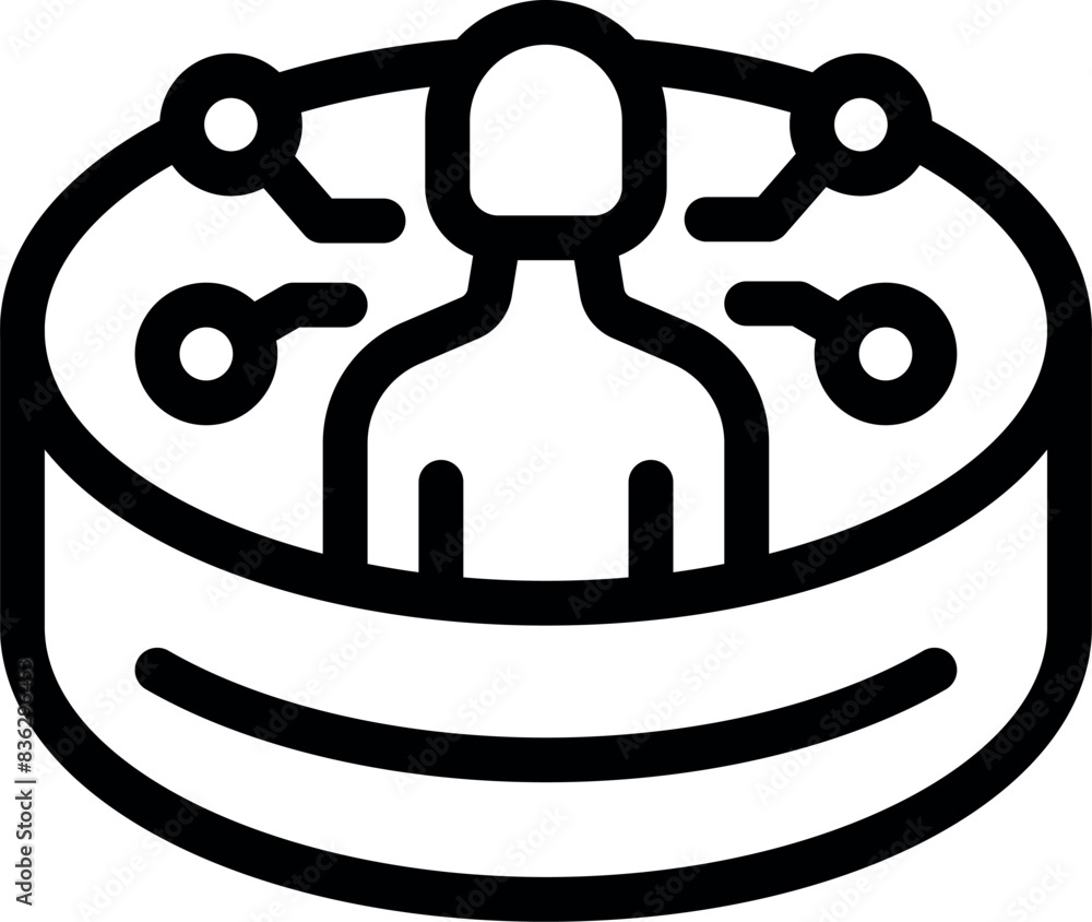 Poster vector icon representing ai and robotics with a human silhouette and gears