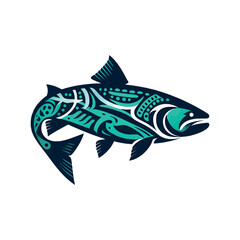 Fototapeta premium Colorful Salmon Fish vector design. Fishing fish vector illustration template.