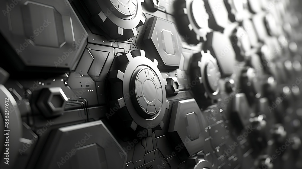 Poster 3d illustration of abstract technology background with cogwheels