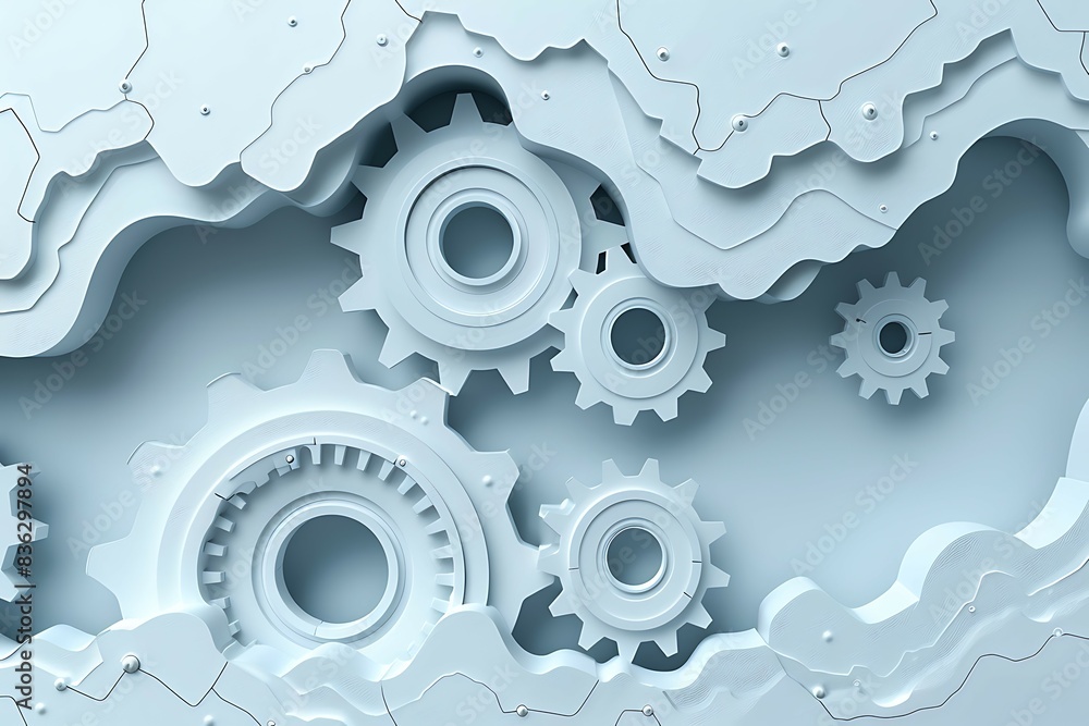 Poster abstract background with white gears. technology concept