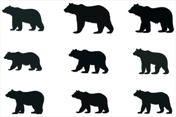 Bear Silhouette Bundle Set, Animal Bear Silhouette, Different Poses Bear Silhouette