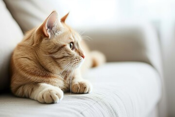 Naklejka premium Cozy Feline Resting on Couch