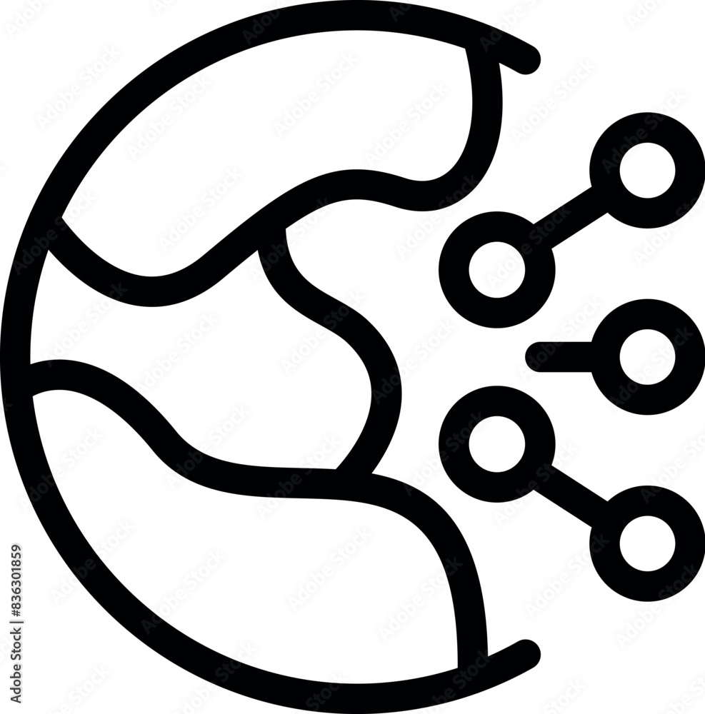 Poster illustration of a digital circuit brain icon with neural network and artificial intelligence technol