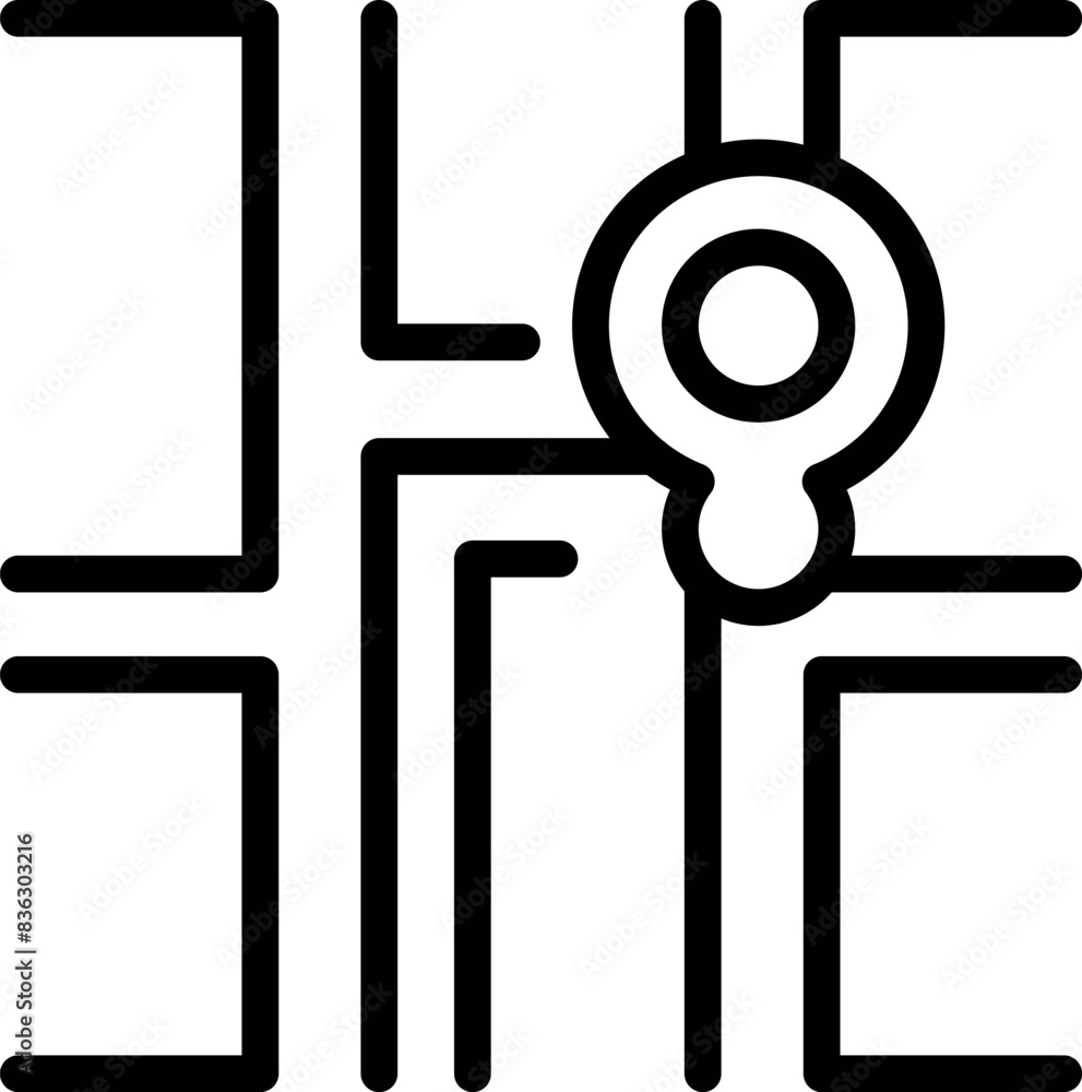 Poster abstract vector illustration of modern key maze icon. a symbol of security and privacy with intricat