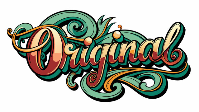 Vibrant text word Original with bold colors and dynamic swirls, perfect for branding, logos, posters, and digital designs. Eye-catching and artistic, this design stands out with its energetic style