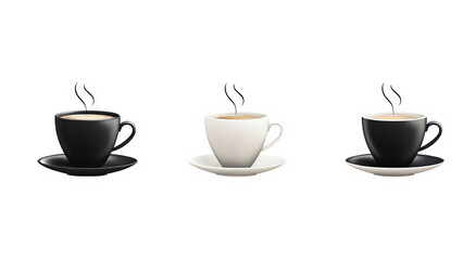 Obraz premium Stylish Trio: AI-Created 3D Coffee Cups Aligned Perfectly With Transparent Background