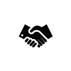 Fototapeta premium Minimalist logo handshake silhouette on white background 