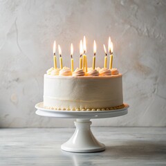 white cake with candles