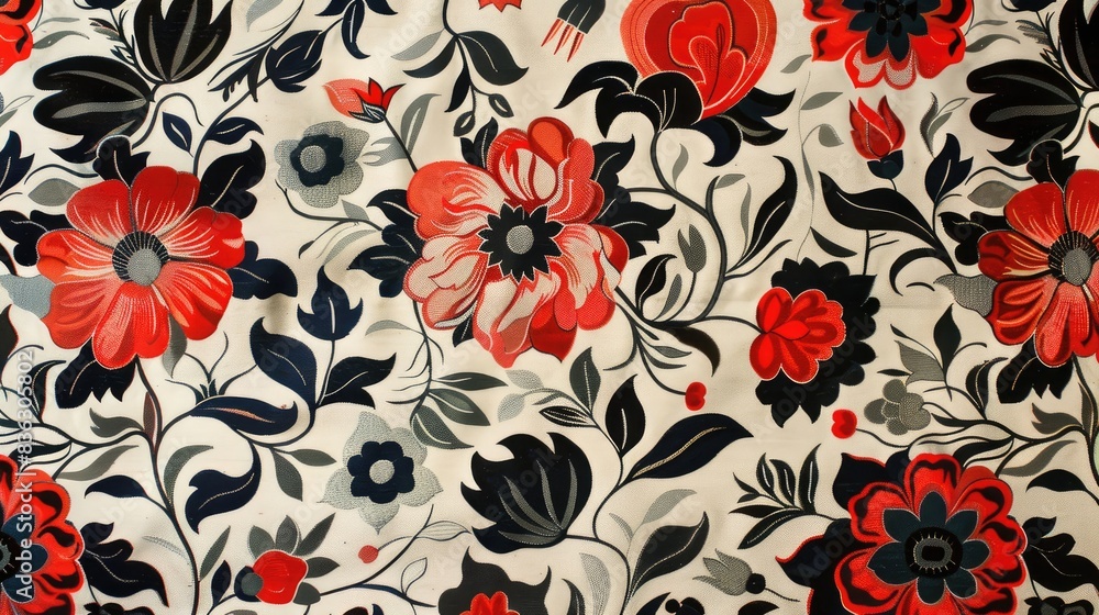 Poster alternative approach to motif design exploring ikat floral patterns
