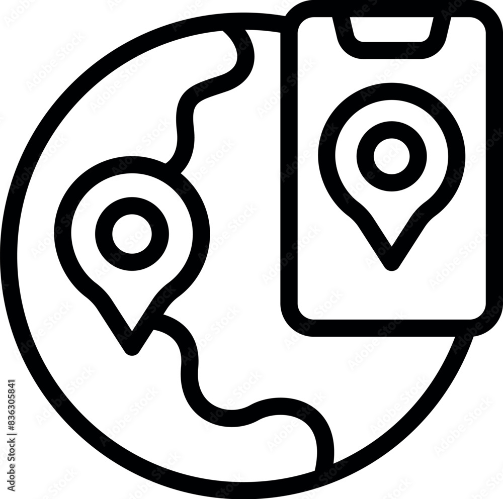 Poster global navigation concept icon with map, mobile, and gps technology for worldwide travel and explora