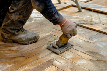 Precise craftsmanship in parquet floor construction