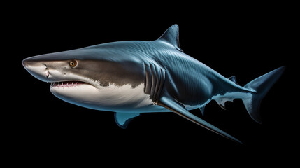 great shark on black background