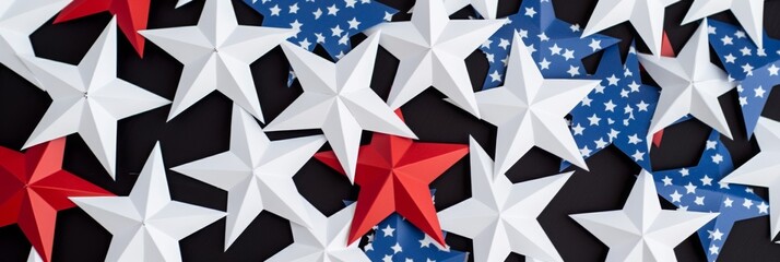 Obraz premium 4th of July, Independence Day Holiday banner, Red White Blue Stars, AI Generated