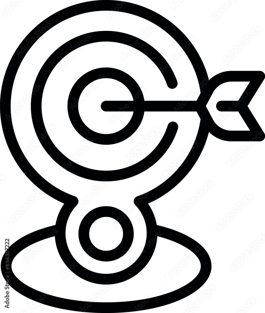 Poster black and white illustration of a web camera integrated with a target, symbolizing focused video com