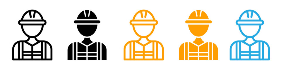 Worker icon logo set vector