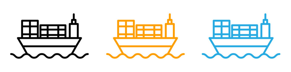 Cargo ship icon logo set vector