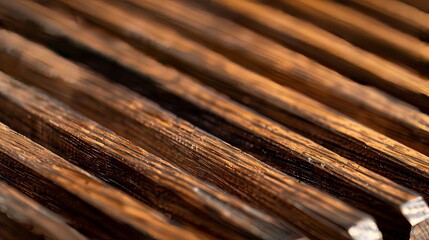 Fototapeta premium A macro shot of the 25mm slats' textured surface reveals intricate grain patterns and subtle imperfections.