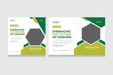 Farm Conference with agricultural concept template. Group of agri poster with geometrical composition. Creative professional business flyer template layout design. Vector illustration.