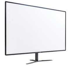 Naklejka premium Modern widescreen computer monitor with a sleek black frame and stand on a white background. Perfect for office or home use. transparent backgrounds
