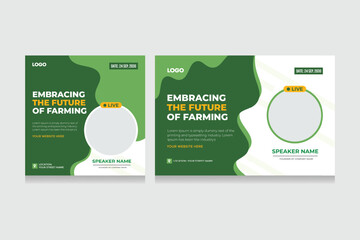 Farm Conference with agricultural concept template. Group of agri poster with geometrical composition. Creative professional business flyer template layout design. Vector illustration.
