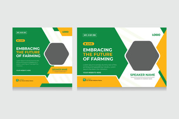 Farm Conference with agricultural concept template. Group of agri poster with geometrical composition. Creative professional business flyer template layout design. Vector illustration.