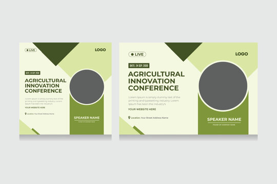 Farm Conference with agricultural concept template. Group of agri poster with geometrical composition. Creative professional business flyer template layout design. Vector illustration.