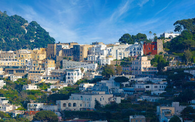 Naklejka premium Beautiful view of Capri, Italy, captured before sunset