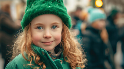 Irish Festivities: Ginger Blonde Girl Celebrating Saint Patrick's Day