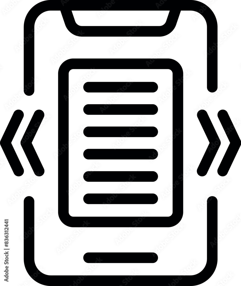 Poster minimalistic black and white mobile device outline icon illustration for technology app interface us