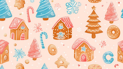 Magical Christmas Market: Vector Seamless Design