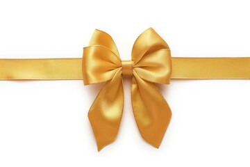 Gold ribbon bow isolated on white background