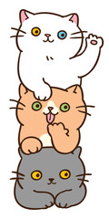 Vector Illustration of Cartoon Cat Pile on Isolated Background