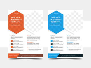 Creative Corporate & Business Flyer Brochure Template Design, Flyer Template Geometric shape use, IT Company flyer , Graphic design layout with triangle flyer. newest trendy and creative flyer design 