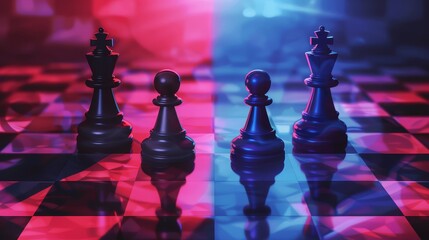 Contrasting chess and checkers board illustration, highlighting strategic gameplay. Ideal for board game visuals