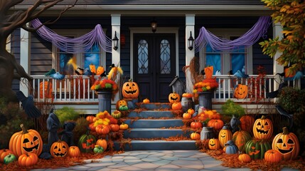 Obraz premium Halloween decoration featuring a haunted house