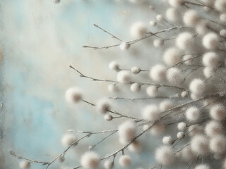 Obraz premium Winter christmas decor with branches in vintage style. AI