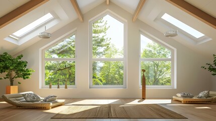 Obraz premium The room is bright and airy, with vaulted ceilings and large windows