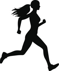 woman runner silhouette vector illustration