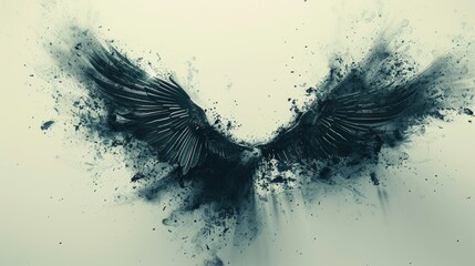 Abstract image of black wings against light background