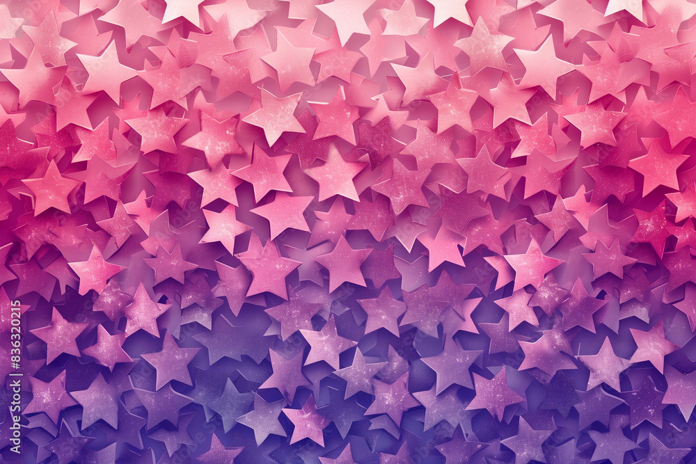 Poster create a pattern of stars with a gradient of pink and purple colors.