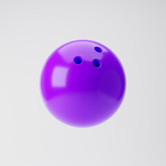 Bowling ball icon isolated over white background. 3D rendering.