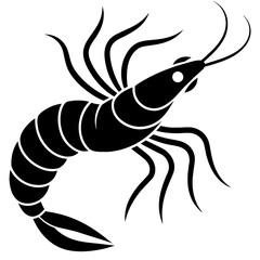 Shrimp icon vector art silhouette illustration