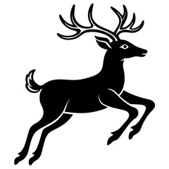 Deer jumping illustration vector silhouette clean line art