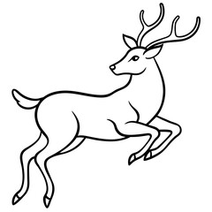 Deer jumping illustration vector silhouette clean line art
