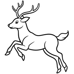 Deer jumping illustration vector silhouette clean line art