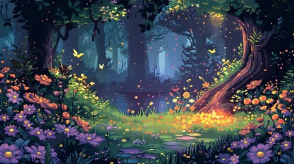 Obraz premium Illustrate a pixel art background